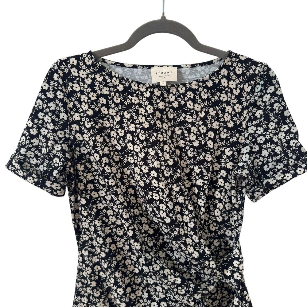 Sezane Pippa Short Dress in Madison Print Floral Black White Size Medium - Picture 5 of 9
